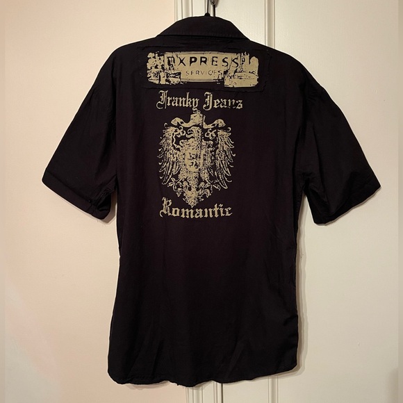 Franky Max Black Graphic Short Sleeve Button Down Shirt - Picture 3 of 5
